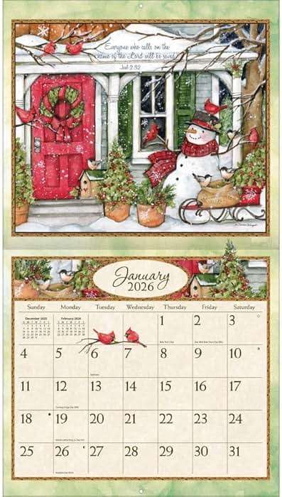 Lang Bountiful Blessings 2026 Wall Calendar – 13.4″ × 12″, 12-Month Calendar with Stapled Binding, Linen-Embossed Art & Inspirational Scripture by Susan Winget - Image 3