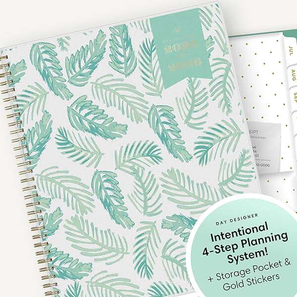 Blue Sky Day Designer 2025-2026 Weekly and Monthly Academic Year Planner Calendar, July 2025 - June 2026, 8.5" x 11", Flexible Cover, Laminated Tabs, Storage Pocket, Includes Stickers, Palms - Image 6