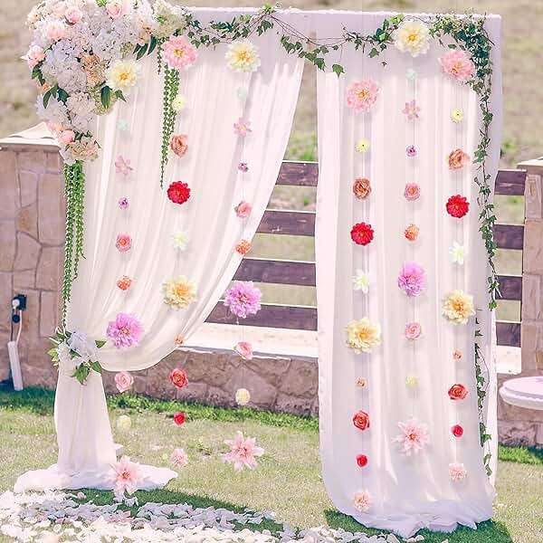 K KUMEED 6 PCS Artificial Rose Flowers Hanging Decorations,13 FT Dangling Fake Rose with Hooks Spring Party Decorations for Wedding Party Background Birthday Baby Shower Home Flower Garden Themed - Image 8