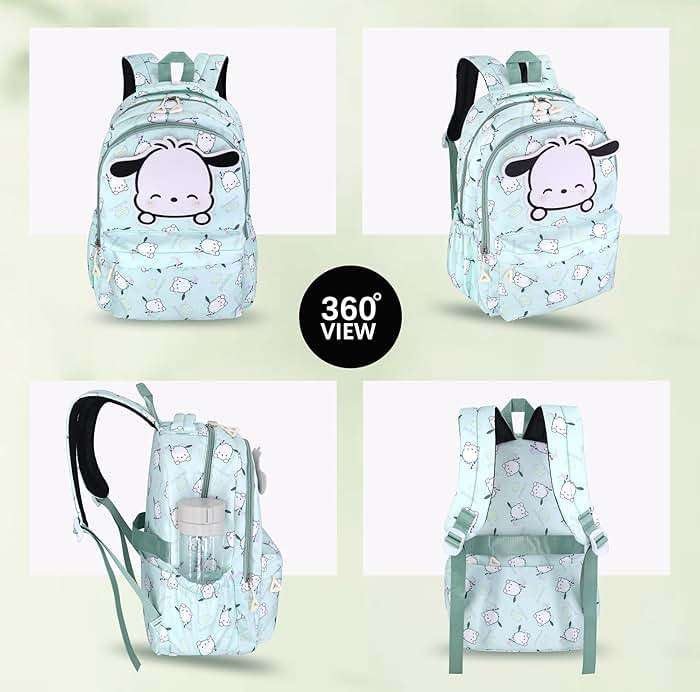 Roffatide Anime All Over Print Casual Backpack Laptop Backpack Travel Hiking Rucksack Green - Image 5