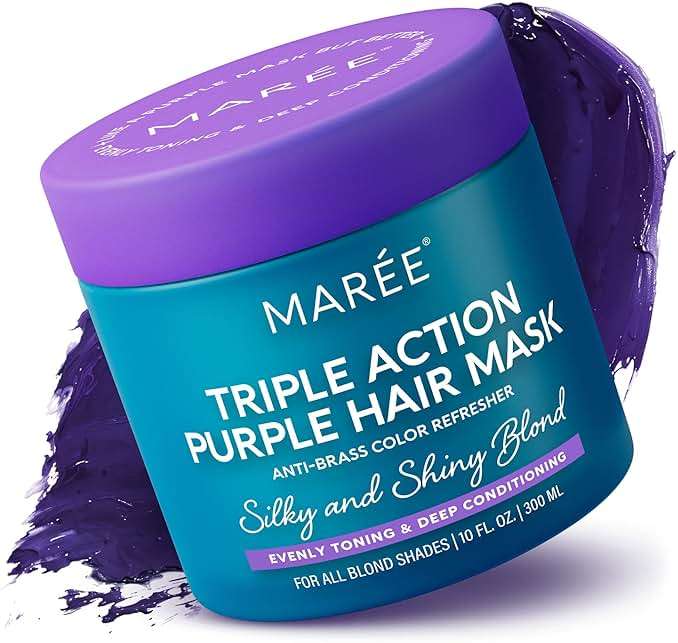 MAREE Deep Conditioning Hair Mask for Damaged Hair Treatment – Keratin Hair Care for Hydrating Growth Repair Moisturizing – Dry Curly Color Refreshing – 10 Fl Oz, Purple - Image 1
