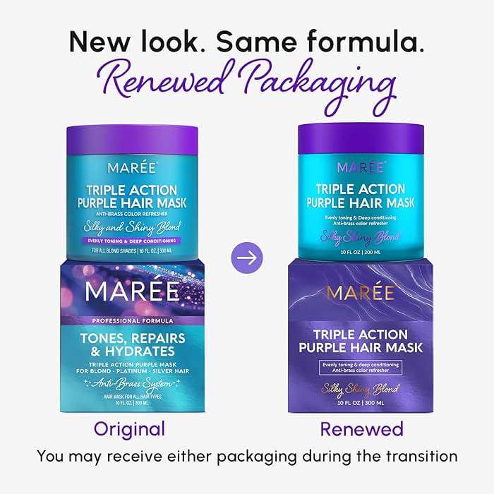 MAREE Deep Conditioning Hair Mask for Damaged Hair Treatment – Keratin Hair Care for Hydrating Growth Repair Moisturizing – Dry Curly Color Refreshing – 10 Fl Oz, Purple - Image 2