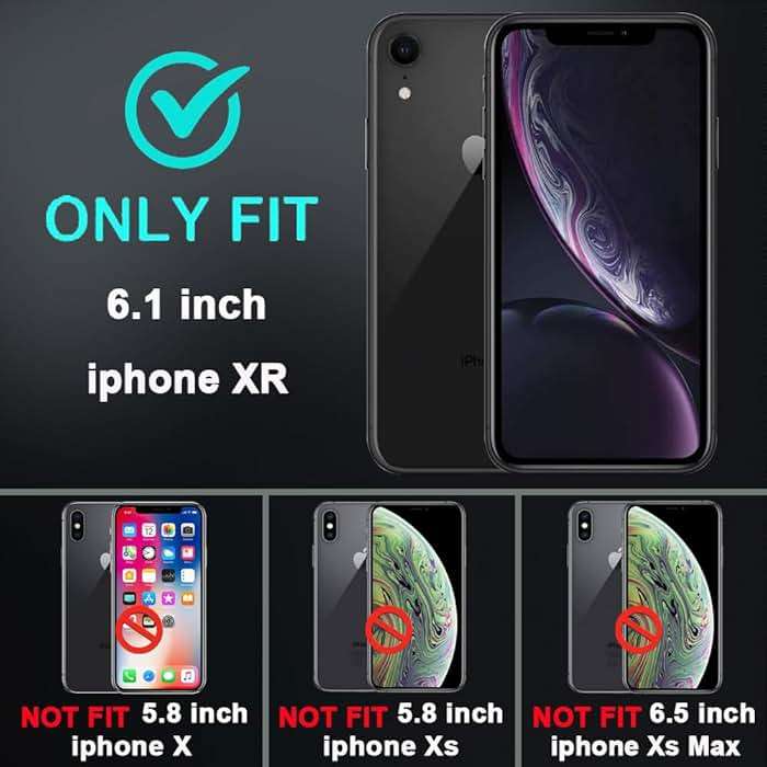 TFDSEUGH for iPhone XR Case with 2Pcs Tempered Glass Screen Protector, Military Grade 3 in 1 Heavy Duty Shockproof/Drop Proof/Dust Proof Case (Black/Grey) - Image 2