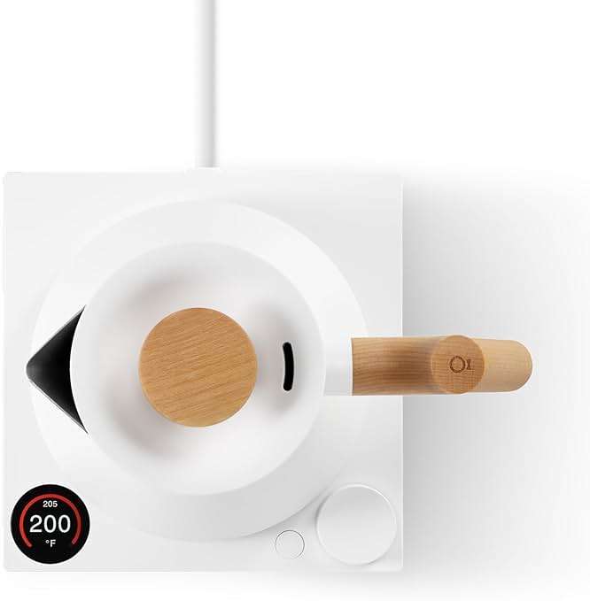 Fellow Corvo EKG Pro Electric Tea Kettle - Quick Heating, Precise Temperature Control Electric Kettle, Scheduling, Built-in Brew Timer for Boiling Water - Matte White with Maple Handle - 0.9 Liter - Image 6