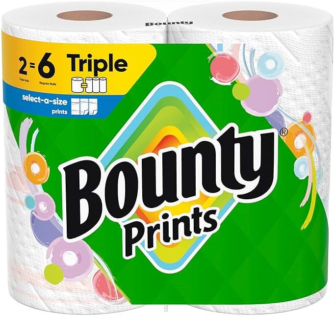 Bounty Select-A-Size Paper Towels, Prints, 2 Triple Rolls = 6 Regular Rolls - Product Image