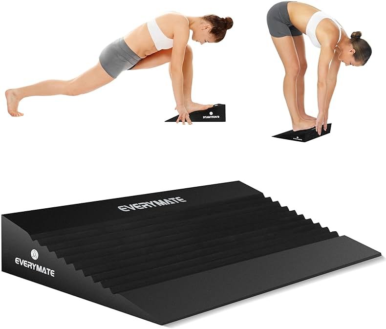 EVERYMATE Squat Wedge, Extra Large Squat Wedge Block, Squat Wedges Weightlifting, Calf Stretching, Slant Board for Squats, Heel Elevated Squat Wedge, Knees Over Toes Squats, Calf Wedge Stretching Block - Product Image