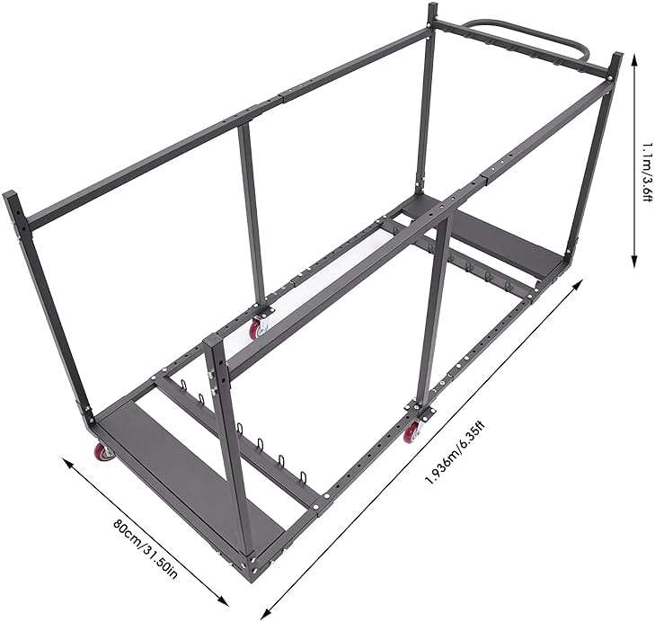 Folding Table Chair, Cart Rolling Storage Rack for Folding Table and Round, Heavy Duty Table Trolley for Storage Capacity 8 to 10 60-inch Round Tables for Hotels, Banquet Halls and Weddings - Image 3