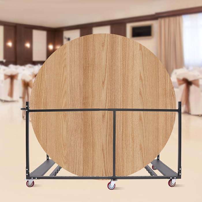 Folding Table Chair, Cart Rolling Storage Rack for Folding Table and Round, Heavy Duty Table Trolley for Storage Capacity 8 to 10 60-inch Round Tables for Hotels, Banquet Halls and Weddings - Image 4
