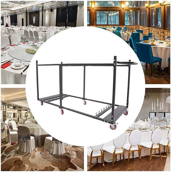 Folding Table Chair, Cart Rolling Storage Rack for Folding Table and Round, Heavy Duty Table Trolley for Storage Capacity 8 to 10 60-inch Round Tables for Hotels, Banquet Halls and Weddings - Image 8