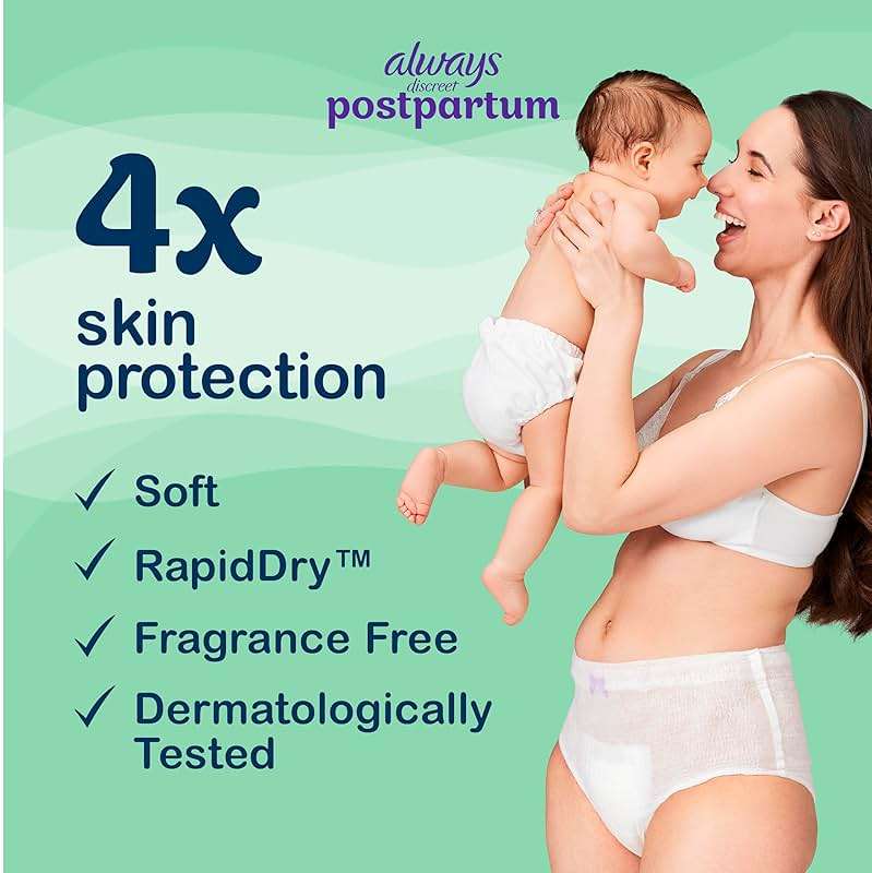 Always Discreet Postpartum, Reimagined Adult Diapers for Women, Maximum Absorbency Postpartum Underwear Size XL/XXL, Up to 100% Leak Free Bladder Leak Protection, 14 Count - Image 7