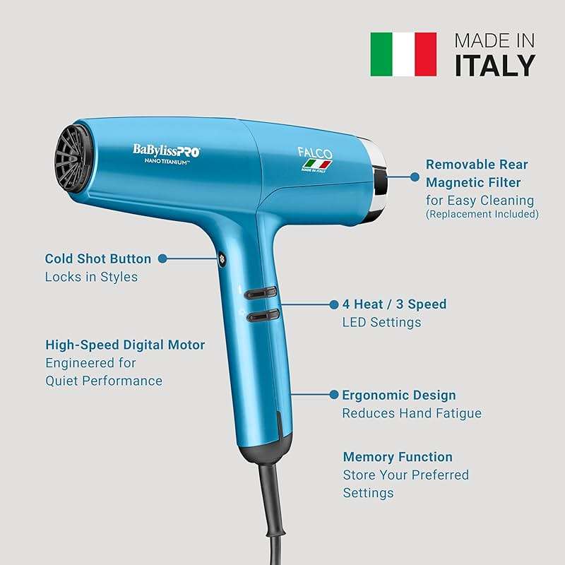 BaBylissPRO® Nano Titanium™ Professional Italian High-Speed Falco Hair Dryer - 2000 watts and Ionic - Image 2