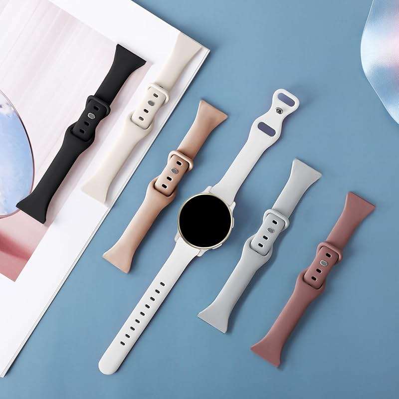 CUNUJIX Slim Silicone Watch Bands Compatible with Garmin Vivoactive 6/ Vivoactive 5/Vivoactive 3/Venu Sq/Venu 2 Plus/Forerunner 165/55/245 Music, 20mm Thin Soft Narrow Sport Strap for Women (4 Pack) - Image 2