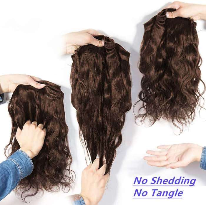 LUXEDIVA Chocolate Brown Human Hair Bundles 12A Body Wave Bundles Human Hair 14 16 18 18 Inch 4 Bundles Unprocessed 100% Indian Chocolate Color 4 Brown Real Hair Extensions - Image 4