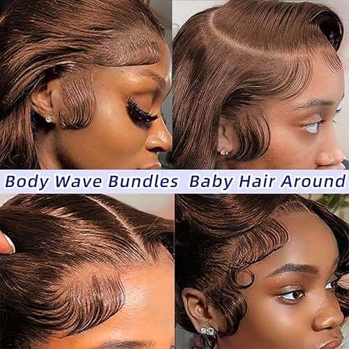LUXEDIVA Chocolate Brown Human Hair Bundles 12A Body Wave Bundles Human Hair 14 16 18 18 Inch 4 Bundles Unprocessed 100% Indian Chocolate Color 4 Brown Real Hair Extensions - Image 5