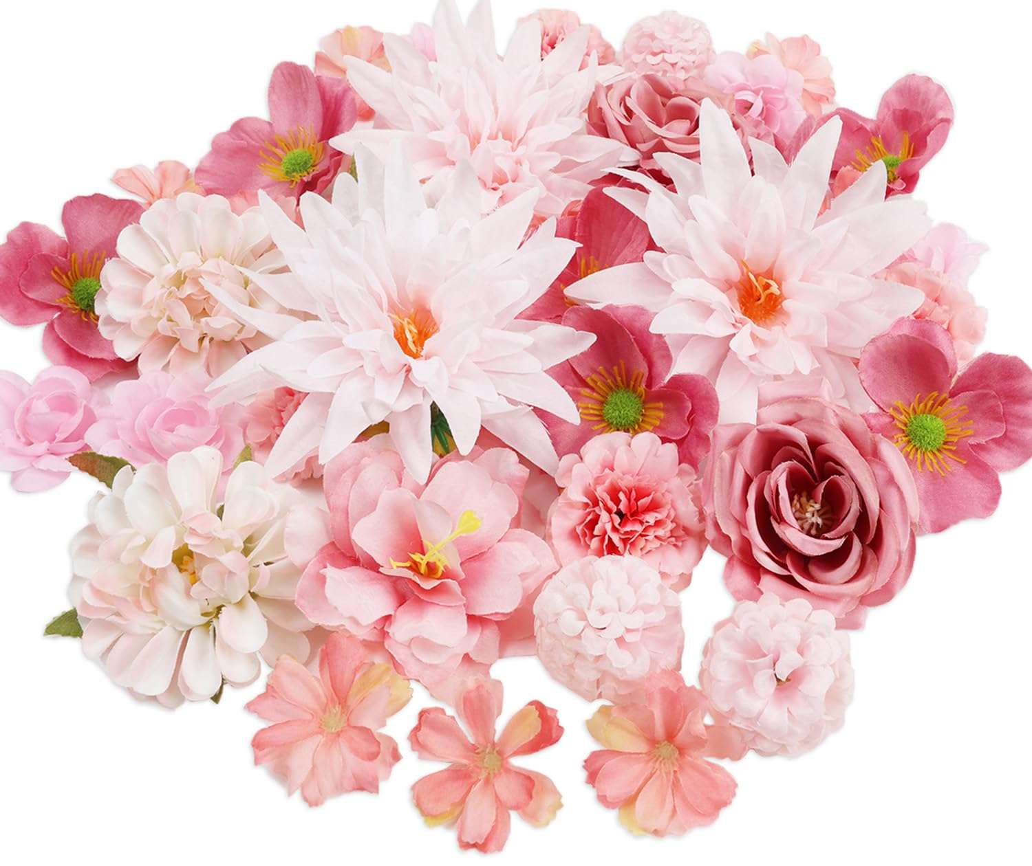 Nagobi 56 PCS Pink Fake Flowers Heads, Bulk Silk Flowers for Crafts, Mini Faux Flower Heads for Graduation Cap, DIY Wreath, Wedding Birthday Party Decor, Centerpieces - Image 1