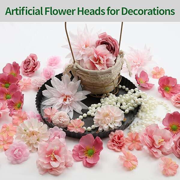 Nagobi 56 PCS Pink Fake Flowers Heads, Bulk Silk Flowers for Crafts, Mini Faux Flower Heads for Graduation Cap, DIY Wreath, Wedding Birthday Party Decor, Centerpieces - Image 3