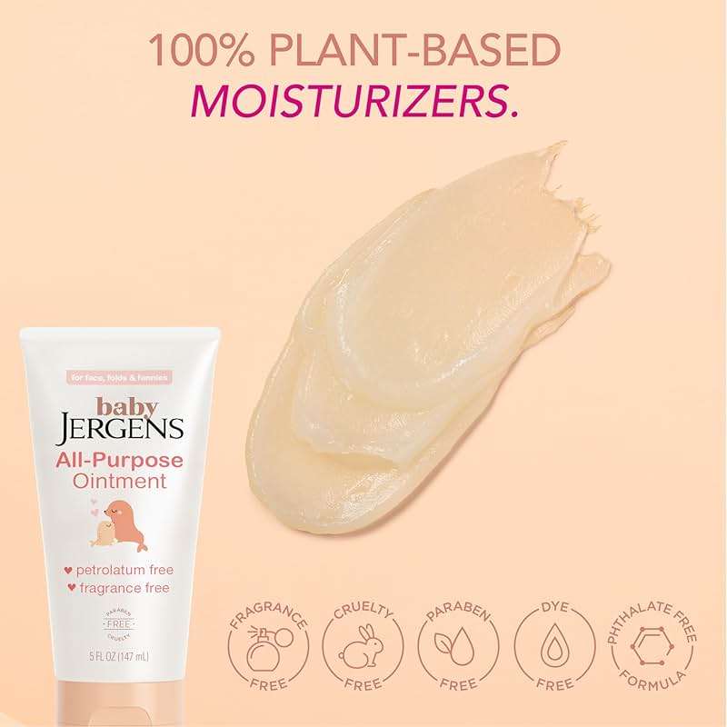 Jergens Baby All-Purpose Baby Ointment, Plant-Based Moisturizers, Petrolatum Free & Pediatrician-Tested, 5 Oz - Image 3