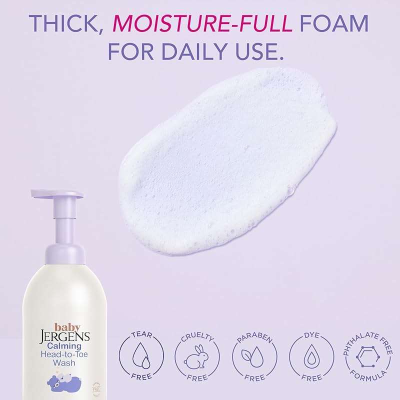 Jergens Baby Calming Head to Toe Foaming Wash, Baby Shampoo and Body Wash, Baby Shampoo Tear Free, Kids Foaming Body Wash, 18 Fl Oz - Image 4