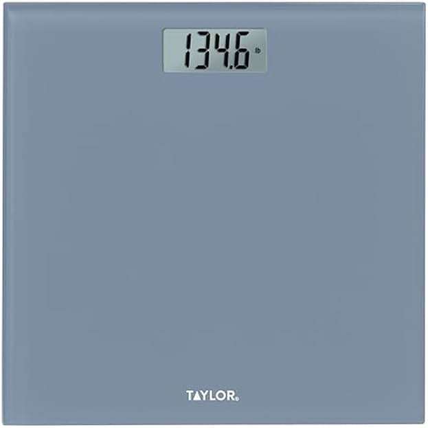 Taylor Digital Glass Bathroom Scale for Body Weight, Durable Platform, Digital Weighing Machine for People, Easy-to-Read Display, 350 lb Capacity, Slate Blue - Image 1