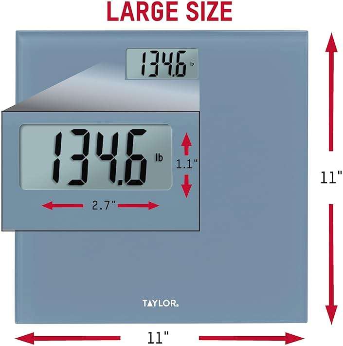 Taylor Digital Glass Bathroom Scale for Body Weight, Durable Platform, Digital Weighing Machine for People, Easy-to-Read Display, 350 lb Capacity, Slate Blue - Image 3