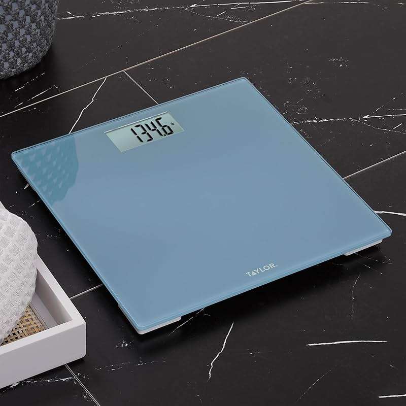 Taylor Digital Glass Bathroom Scale for Body Weight, Durable Platform, Digital Weighing Machine for People, Easy-to-Read Display, 350 lb Capacity, Slate Blue - Image 4