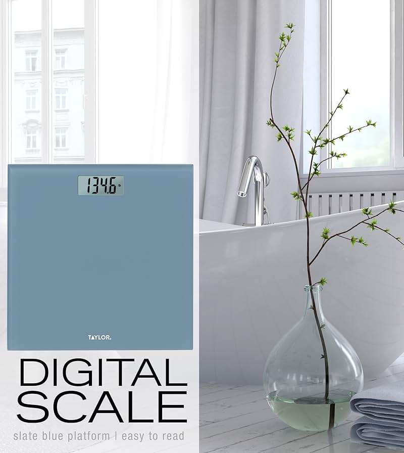 Taylor Digital Glass Bathroom Scale for Body Weight, Durable Platform, Digital Weighing Machine for People, Easy-to-Read Display, 350 lb Capacity, Slate Blue - Image 5