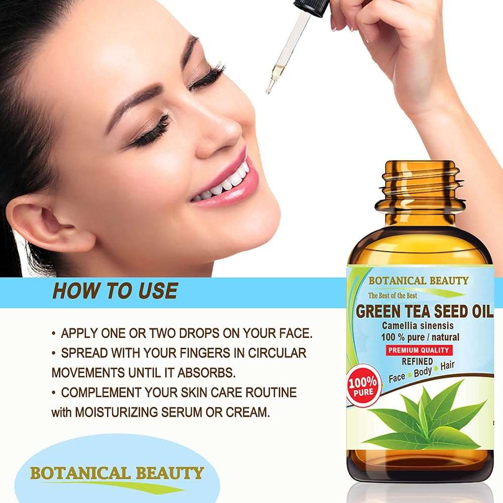 Botanical Beauty GREEN TEA SEED OIL Camellia Sinensis Oil 100% Pure Natural Undiluted Cold Pressed Carrier Oil for Face, Skin, Hair, Nails, Rich in Vitamin C, Vitamin E (0.5 Fl Oz) - Image 6