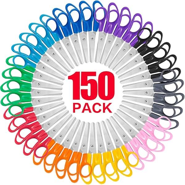 Toidgy 150 Packs Kids Scissors, 5 Inch Scissors Bulk for School, Blunt Tip Scissor for Kids Student Teacher, Safety Scissor for Preschool Classroom Office Home, School Supplies Craft Cutting Paper - Product Image