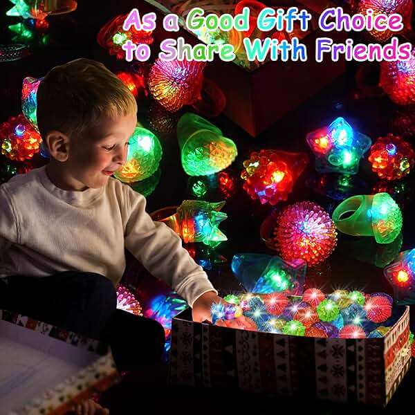 OLUPP Light Up Rings, Glow In The Dark Party Supplies, 6 Style Flashing Glow In The Dark Rings - Image 2