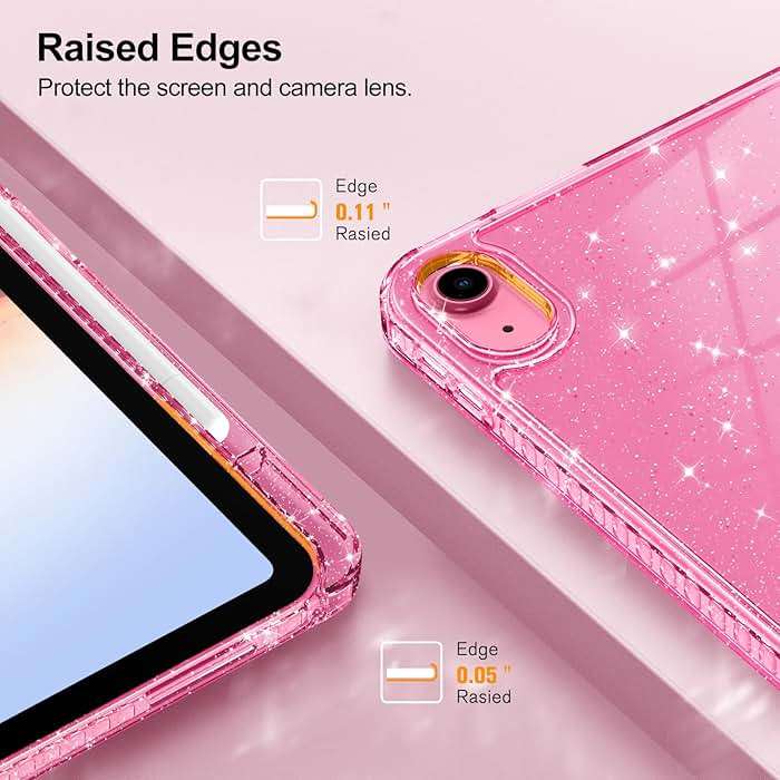 Fintie Slim Case for iPad (A16) 11th Generation 11 Inch (2025), iPad 10th Generation 10.9 Inch (2022) - Glittering Sparkly Shockproof Cover with Shiny Clear Back Shell & Pencil Holder, Pink - Image 7