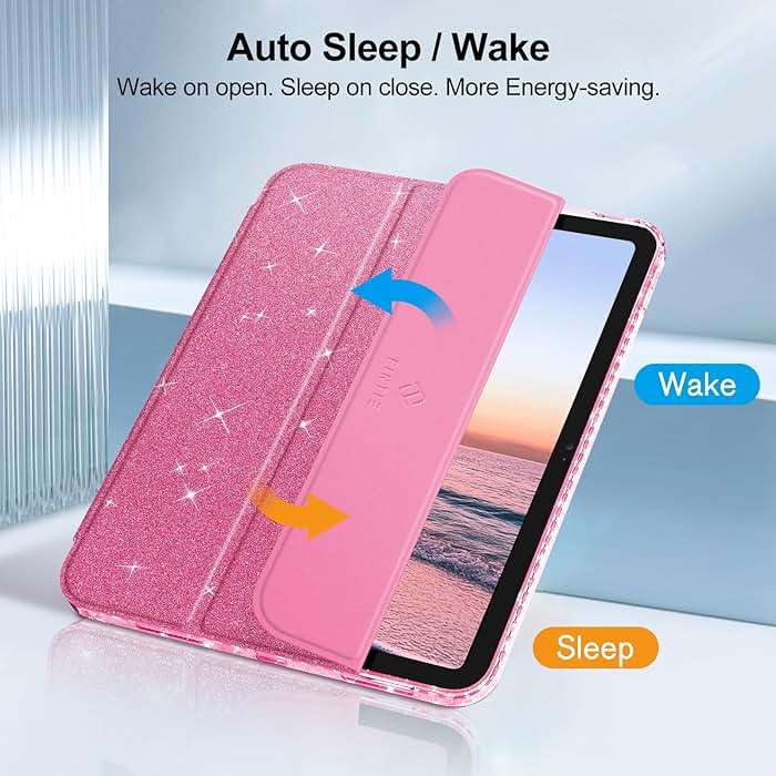 Fintie Slim Case for iPad (A16) 11th Generation 11 Inch (2025), iPad 10th Generation 10.9 Inch (2022) - Glittering Sparkly Shockproof Cover with Shiny Clear Back Shell & Pencil Holder, Pink - Image 9