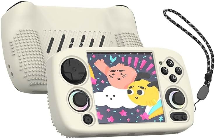 FIOPAZ for Anbernic RG CubeXX Silicone Case, Soft Protective Cover Case for RG Cube XX, Drop & Scratch Resistant Washable for RGcubeXX Retro Handheld Game Console Accessories with Lanyard (Off-White) - Product Image