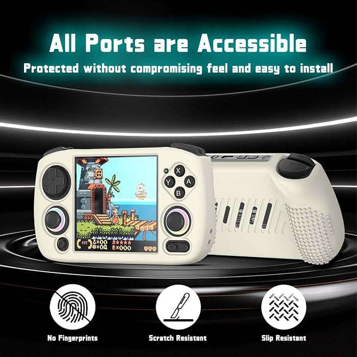 FIOPAZ for Anbernic RG CubeXX Silicone Case, Soft Protective Cover Case for RG Cube XX, Drop & Scratch Resistant Washable for RGcubeXX Retro Handheld Game Console Accessories with Lanyard (Off-White) - Image 3