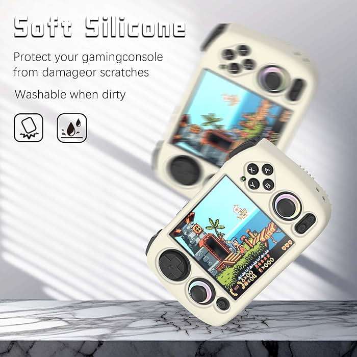FIOPAZ for Anbernic RG CubeXX Silicone Case, Soft Protective Cover Case for RG Cube XX, Drop & Scratch Resistant Washable for RGcubeXX Retro Handheld Game Console Accessories with Lanyard (Off-White) - Image 4
