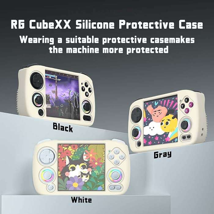 FIOPAZ for Anbernic RG CubeXX Silicone Case, Soft Protective Cover Case for RG Cube XX, Drop & Scratch Resistant Washable for RGcubeXX Retro Handheld Game Console Accessories with Lanyard (Off-White) - Image 7