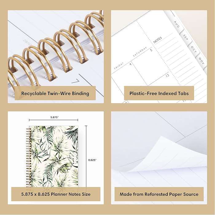 Blue Sky Sustainability 2025-2026 Weekly and Monthly Academic Year Planner Calendar, July 2025 - June 2026, 5.875" x 8.625", Flexible Cover From Recycled Plastic, Wirebound, Laminated Tabs, Storage Pocket, Shawna - Image 7
