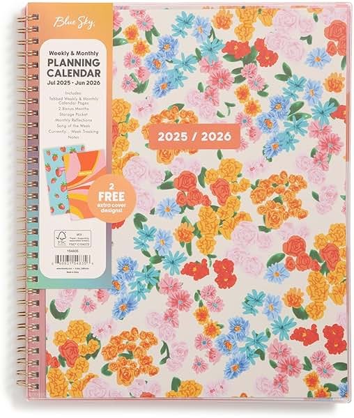 Blue Sky Gen Z 2025-2026 Weekly and Monthly Academic Year Planner Calendar, July 2025 - June 2026, 8.5" x 11", Flexible Interchangeable Cover, Wirebound, Laminated Tabs, Storage Pocket, Gladys - Product Image