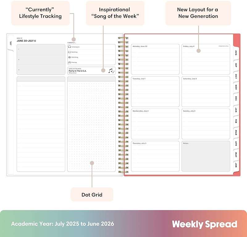 Blue Sky Gen Z 2025-2026 Weekly and Monthly Academic Year Planner Calendar, July 2025 - June 2026, 8.5" x 11", Flexible Interchangeable Cover, Wirebound, Laminated Tabs, Storage Pocket, Gladys - Image 4