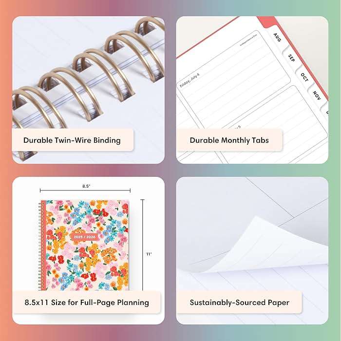 Blue Sky Gen Z 2025-2026 Weekly and Monthly Academic Year Planner Calendar, July 2025 - June 2026, 8.5" x 11", Flexible Interchangeable Cover, Wirebound, Laminated Tabs, Storage Pocket, Gladys - Image 7