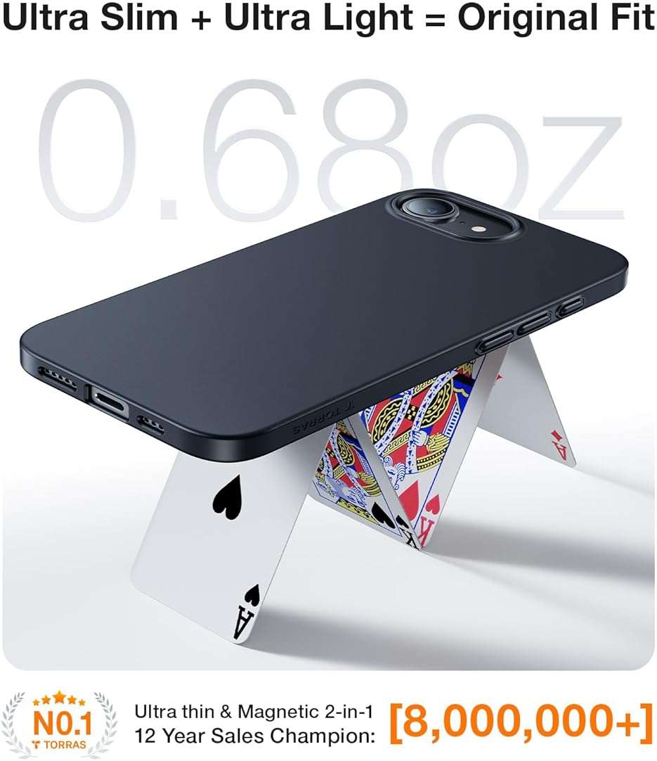 TORRAS Magnetic Slim Fit for iPhone 17e Case for iPhone 16e Case, Ultra-Thin & Fit for MagSafe, Lightweight Matte Anti-Scratch Hard PC Cover Case for iPhone 16e/17e Phone Case 6.1 inch, Black - Image 2
