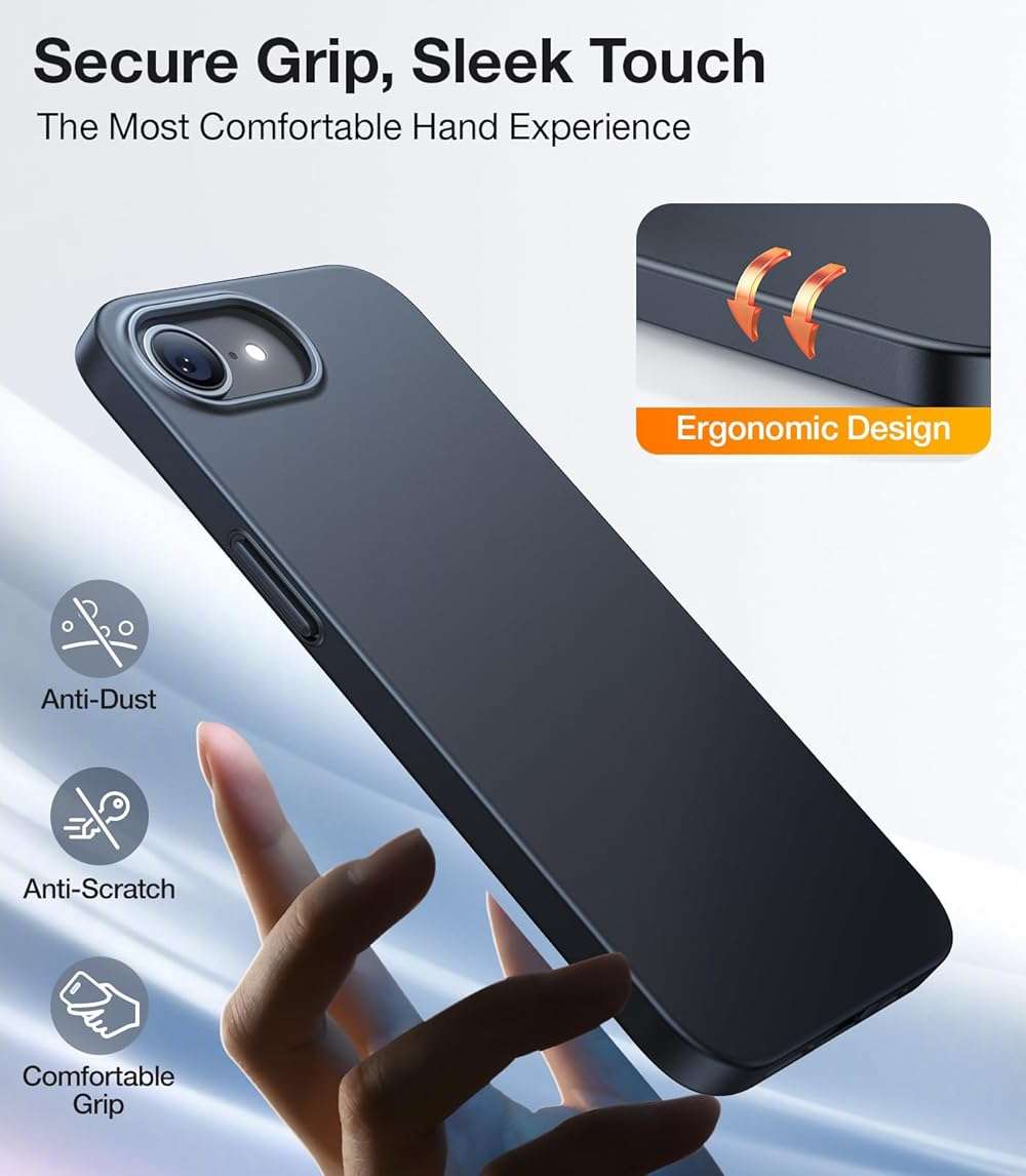 TORRAS Magnetic Slim Fit for iPhone 17e Case for iPhone 16e Case, Ultra-Thin & Fit for MagSafe, Lightweight Matte Anti-Scratch Hard PC Cover Case for iPhone 16e/17e Phone Case 6.1 inch, Black - Image 4