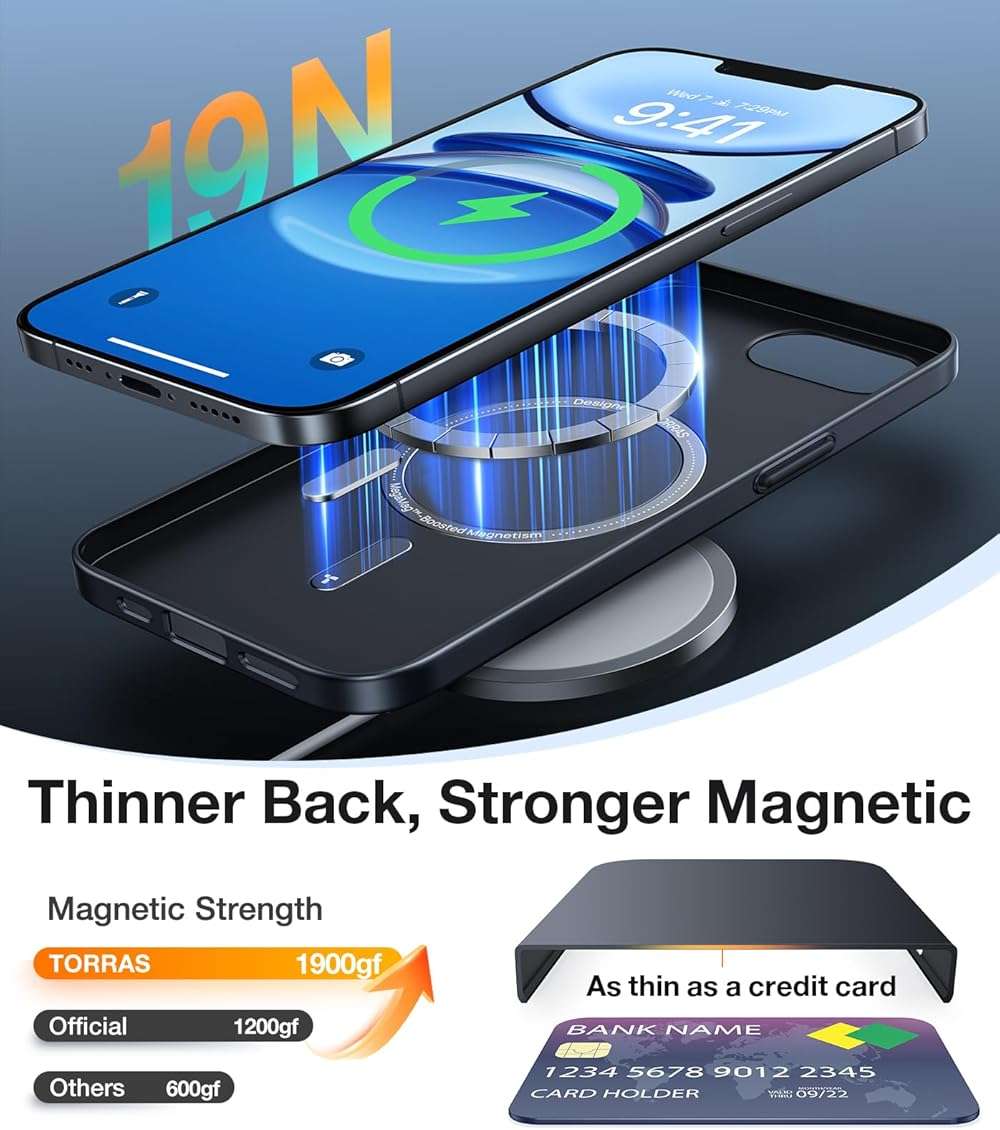 TORRAS Magnetic Slim Fit for iPhone 17e Case for iPhone 16e Case, Ultra-Thin & Fit for MagSafe, Lightweight Matte Anti-Scratch Hard PC Cover Case for iPhone 16e/17e Phone Case 6.1 inch, Black - Image 7