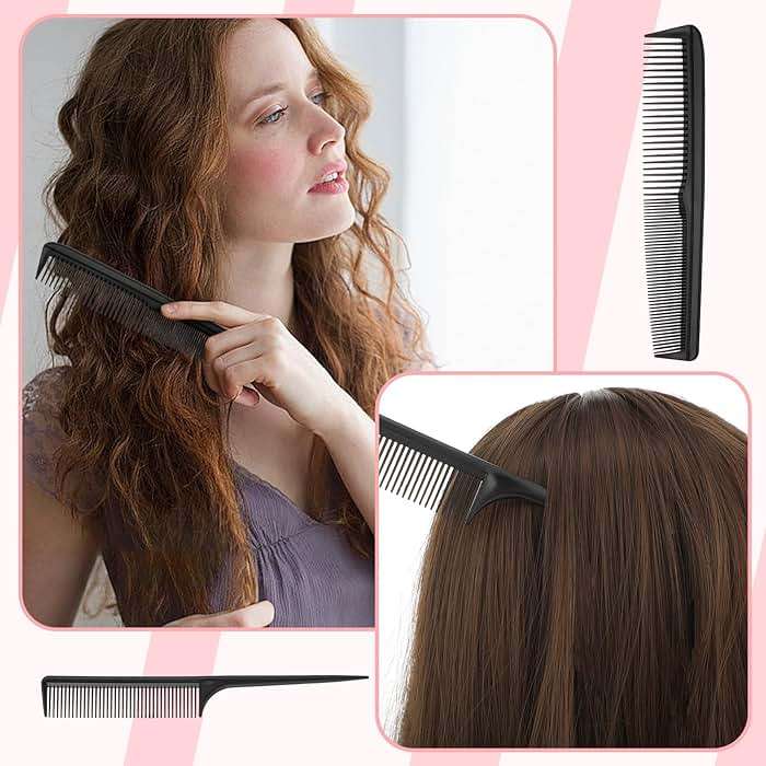 6 Pieces Detangling Styling Comb Set for Women and Men - Hair Brush for Straight, Curly, and All Hair Types(Pink) - Image 7
