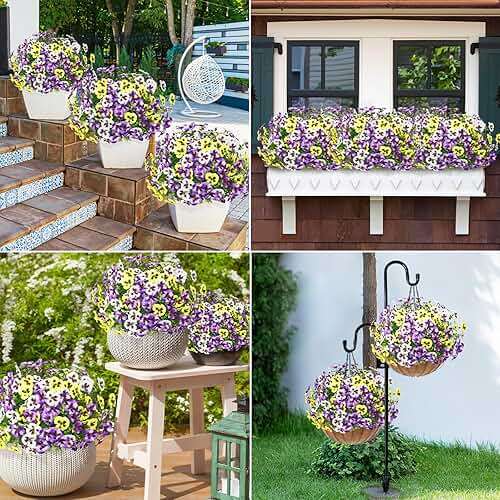 MARTINE MALL 8 Bundles Look Real Artificial Flowers for Outdoors, Realistic Fake Outdoor Flowers, UV Resistant Silk Pansy Flowers for Outside Faux Flower Plants for Outdoor Porch Garden, Mixed Colors - Image 7