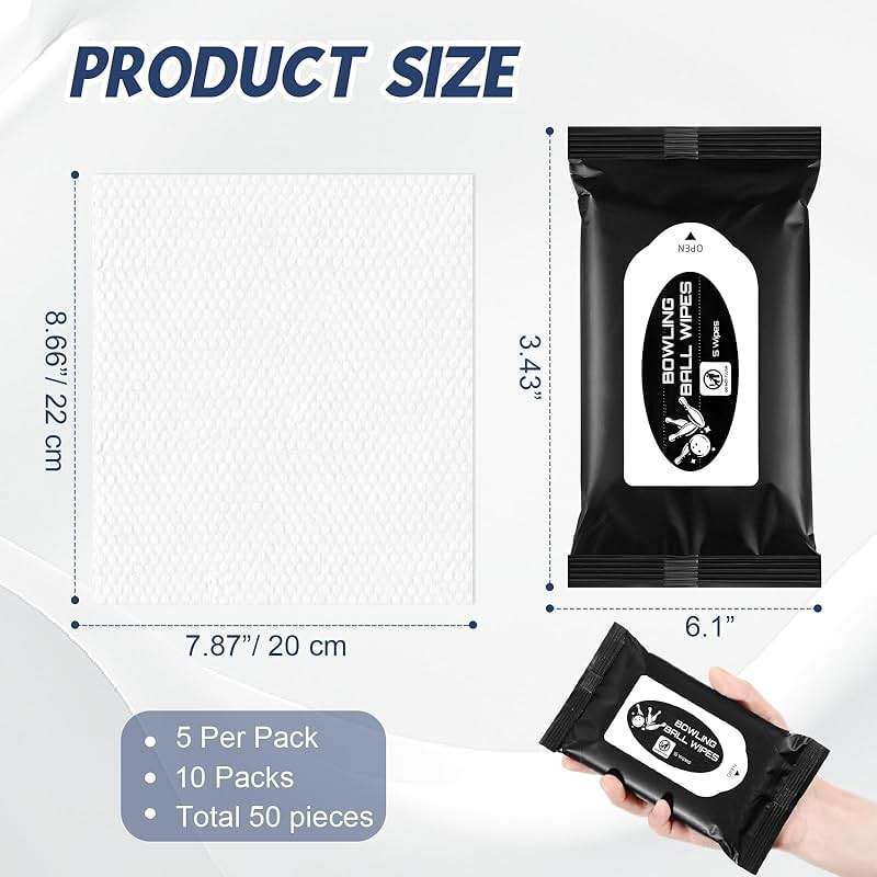 Threlaco Bowling Ball Cleaner Kit Bulk Portable Cleaner Wipes Accessories Bowling Towels to Wipe Off Ball Speed Wipe Removes Dirt Oil - Image 2