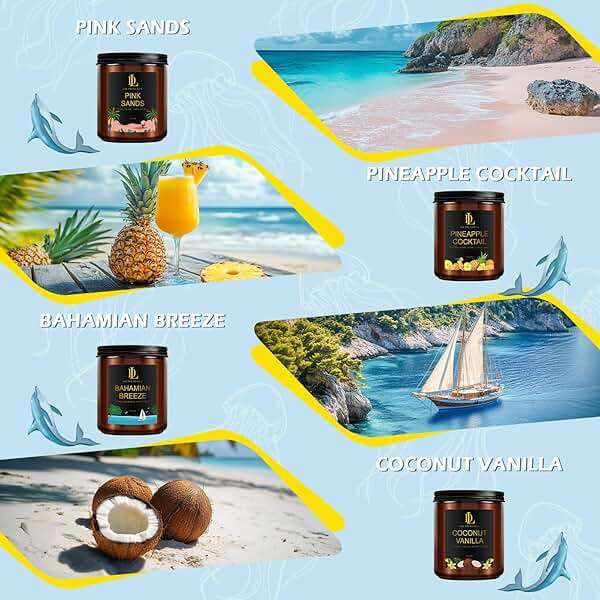 Scented Candles Set, 4 Pack Soy Candles for Home Scented, Candle Gifts for Women Men, 28oz 200 Hours Burn, Scents of Pineapple Cocktail/Coconut Vanilla/Pink Sands/Bahamian Breeze - Image 2