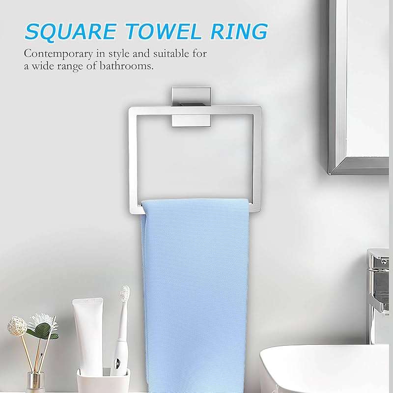 5 Pieces Towel Bar Set Brushed Nickel Bathroom Hardware Accessories Set SUS304 Stainless Steel Towel Holder Set for Bathroom 23.6 Inch Towel Bar,Towel Rack Wall Mounted - Image 4