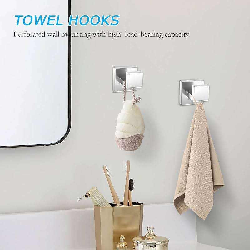 5 Pieces Towel Bar Set Brushed Nickel Bathroom Hardware Accessories Set SUS304 Stainless Steel Towel Holder Set for Bathroom 23.6 Inch Towel Bar,Towel Rack Wall Mounted - Image 6