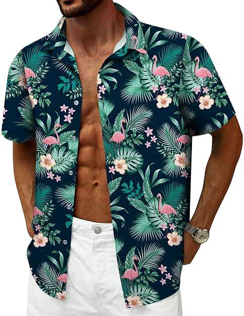 Hawaiian Shirt for Men Tropical Shirts Summer Beach Button Down Short Sleeve Luau Aloha Floral Cruise Vacation Outfit 2026 - Image 3
