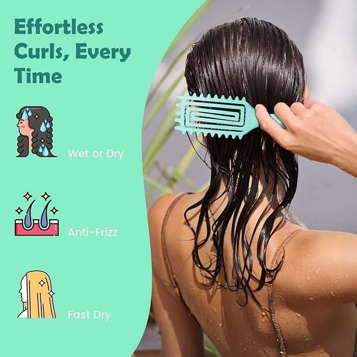 ABOYOY Curl Defining Brush with Side Gear for Curly Hair, Detangling & Styling Brush for Women Men, Lightweight Ergonomic Candy Brush Works on Wet or Dry Hair(green) - Image 5
